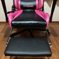北茨城 ゲーミングチェア GTRACING ピンク オットマン付きの画像