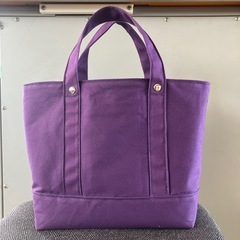 ハンドメイド帆布トートバッグ ダークプラム 紫 パープル ペットボトルホルダー付0205新品未使用の画像