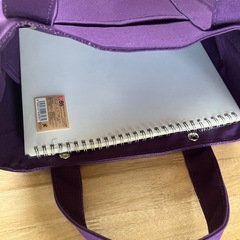 ハンドメイド帆布トートバッグ ダークプラム 紫 パープル ペットボトルホルダー付0205新品未使用の画像