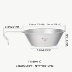 新品 Ti artisan  チタン 260ml シェラカップ マグ カップ クッカー 超軽量 登山 UL アウトドア キャンプの画像