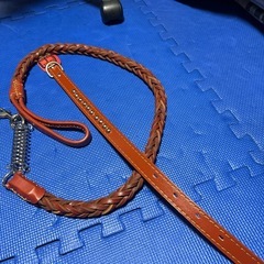 犬用　　皮リード　首輪　中型犬　新品の画像