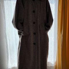 ガンクラブチェック　ステンカラー　ラグラン袖　コートMの画像