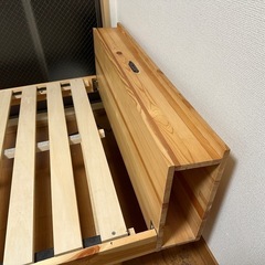  【格安】木製すのこベッド シングル ヘッド収納＋コンセント付きの画像
