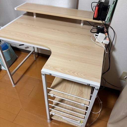 【パソコンデスク】90cm 収納付き