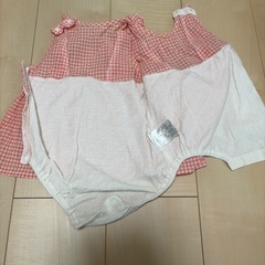 80サイズ　エプロン風　ワンピースロンパースの画像