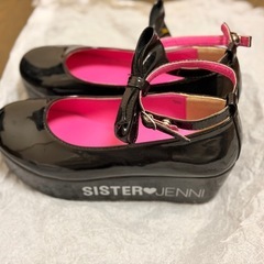 22cm SISTER JENNI 黒 リボン付き厚底フォーマルシューズの画像