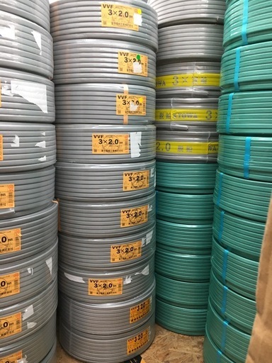 【中古】【店頭引取限定】電材　VVFｹｰﾌﾞﾙ 富士電線工業 未使用品(S) 3芯_2.0mm×100m　10巻セット　198,000
