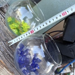ガラスポット　シーグラス入り　3つの画像