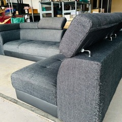 コーナーソファ　グレー　布張り　L型の画像