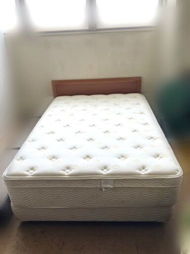 シモンズダブルベッド◆マットレス付き オークナット ベッドフレーム 寝具 家具