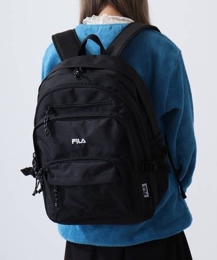 新品 FILA リュック ブラック 黒 シンプル レディース メンズ ブランド ロゴ メッシュポケット