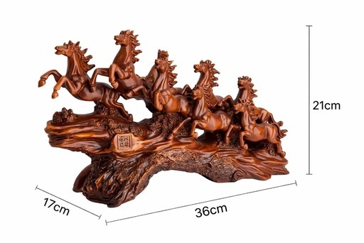 ① 【開運・成功】八頭馬 木彫り置物｜迫力36cm｜即決OK
