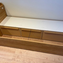 ニトリ　大容量収納付き　 シングルベッド2台セット（ジオチェスト）の画像
