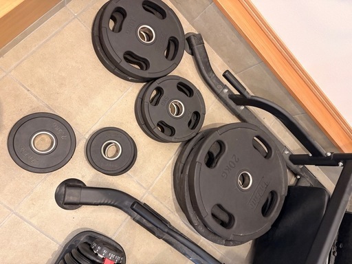 バーベルスタンド、オリンピックバー、プレートセット