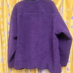 メンズ【XL】 パープル  モコモコアウターの画像