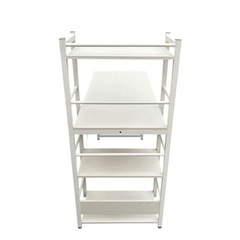 デスク付き収納ラック ホワイト 木製調 作業台・パソコンデスクの画像