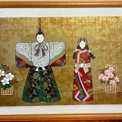 『額に入った千代紙のお雛様（46ｘ32ｃｍ）』 額(57.5×41.5cm)の画像