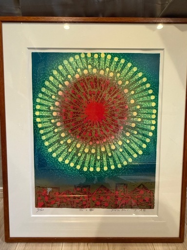 ④木版画   花と華 吹田文昭 額付き 絵画