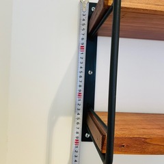 【良好】壁付け 2段 ウッドシェルフ アイアン 木製 棚 60cmの画像