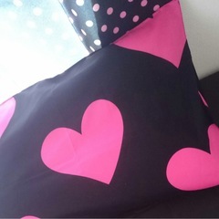 レア♡ピンクハート柄 掛け布団カバー シングル＋枕カバーセット 中古の画像