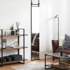 [幅30] 全身鏡 突っ張りミラー 姿見 薄型 スリム 省スペース  LOWYAの画像