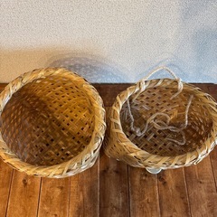 竹かご2個セット　民藝　花カゴ　美品　バンブーの画像