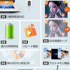 ポータブルDVDプレーヤー【目の保護モード】14.1インチ液晶大画面  最大5時間連続再生 リモコン付 ポータブルdvdプレーヤーの画像