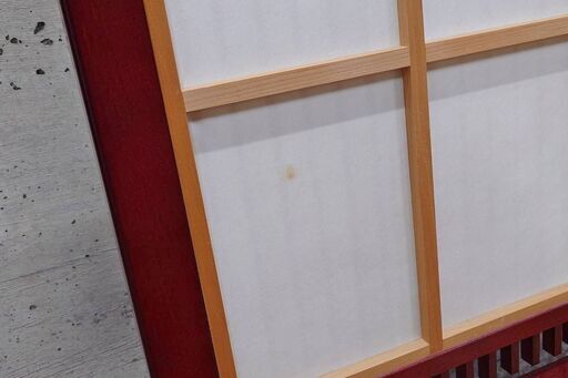和風 木製 衝立 ついたて 格子 赤塗 花模様 蒔絵風 飾り衝立 インテリア 高さ約90cm 屏風 パーテーション