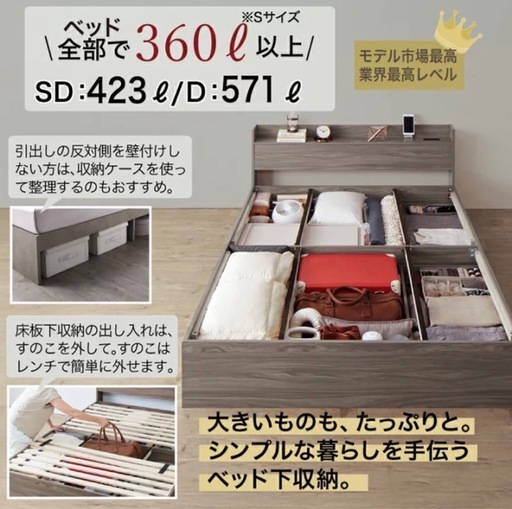 【急募お届けします】セミダブルベットフレーム　ホワイト