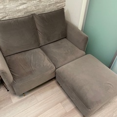 LOWYA ２人掛けベルベット調コンパクトソファーの画像