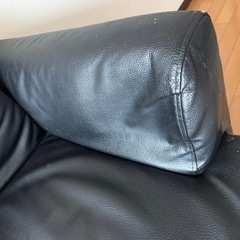 IKEA レザーソファ ブラック 2台セット 引き取り限定 港区の画像