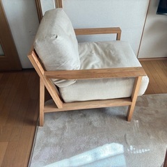 無印良品　ソファ木製フレーム　フェザーポケットコイル 1シーター　杢ベージュの画像