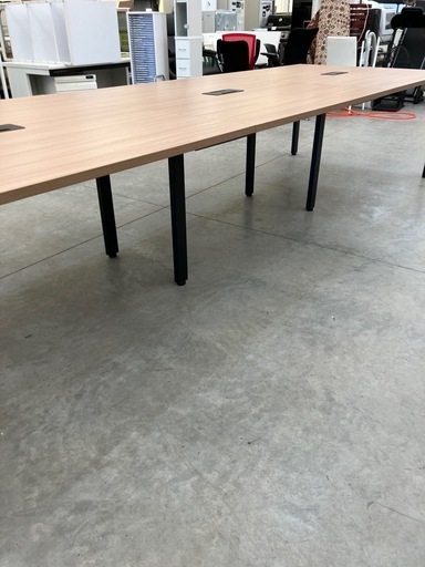 【来店歓迎】【OF-115】美品 フリーアドレスデスク 幅360cm 奥行き120cm 会議テーブル ミーティングテーブル ナチュラル