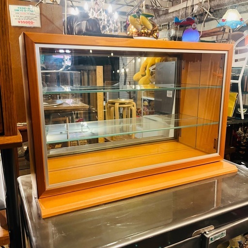 《売約済》塩川光明堂 カルトーネ AL-A CH ガラスショーケース コレクションケース ディスプレイケース 木製 ガラス棚　SHIOKAWA KOMEIDO Cartone AL-A CH Glass Showcase Cabinet Display Case Wooden Frame
