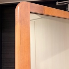 ※受け渡し予定※【2/21まで】全身鏡　木製　棚付き　無垢　ブラウン　ミラー　姿見の画像