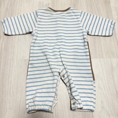 西松屋 ベビー服 カバーオール ロンパース 50-60cm 裏起毛 長袖 ボーダーの画像