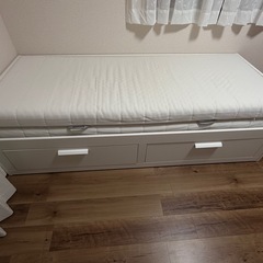 BRIMNES ブリムネス デイベッド 引き出し2/マットレス2付き, ホワイト　オーフィエル の画像