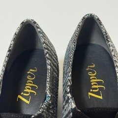 パンプス 厚底 ローファー風 ブラック チェック柄 カジュアル 秋 冬 23.5の画像