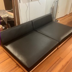 レザー調 ソファ　2個セット　クッション4個セットの画像