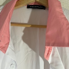 インセルン 半袖シャツ ピンク/白 2XLの画像