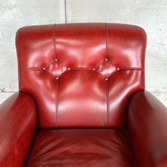 ★チェスターフィールド★総本革 ソファ 1P 英国アンティーク調 クラブチェアの画像