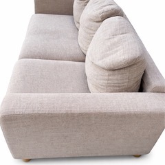 ナチュラルカラー 布製3人掛けソファ　解体可能
【引き取り限定】 の画像