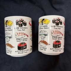新品未使用　お寿司の湯呑み　4個セットの画像