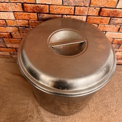 大屋金属クローバー18-8ステンレス寸胴鍋蓋付 直径31.5高さ30.5約23Lの画像