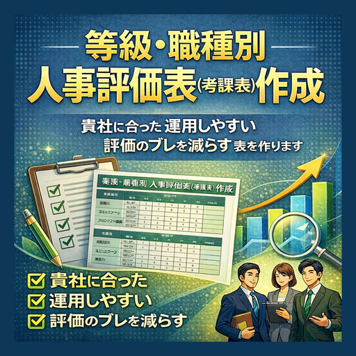 人事評価表（考課表）を等級・職種別に貴社に合わせて作成します