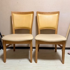 【お買い得‼️】高級♪ カリモク家具 ダイニングチェア 2脚セット 食卓椅子 イス 木製ナチュラルブラウン♪の画像
