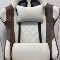ゲーミングチェア　ブラウン　幅(W)690mm × 奥行(D)660-1040mm × 高さ(H)1030-1305mmの画像