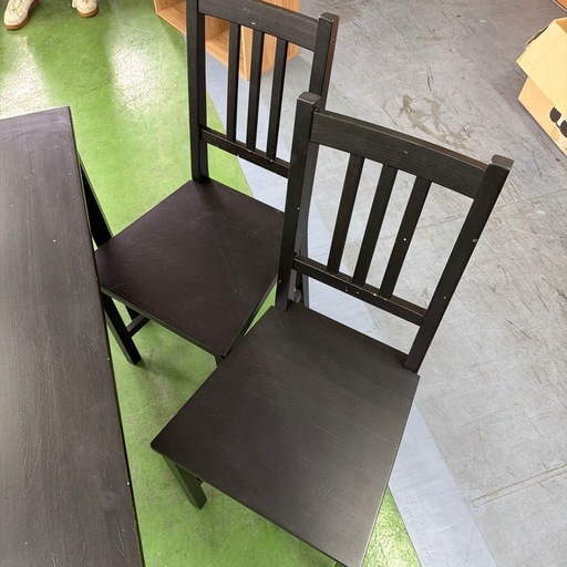 ダイニングテーブルセット　IKEA イケア　四脚　4脚　ヨックモック　机　椅子　イス　チェア　ブラック　黒色