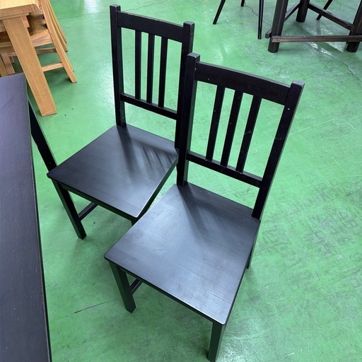 ダイニングテーブルセット　IKEA イケア　四脚　4脚　ヨックモック　机　椅子　イス　チェア　ブラック　黒色