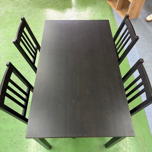 ダイニングテーブルセット　IKEA イケア　四脚　4脚　ヨックモック　机　椅子　イス　チェア　ブラック　黒色